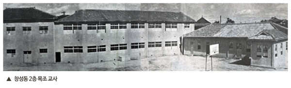 ▲ 서울 종로구 창성동 시절 2층의 목조 교정의 국민대학교(편집인 주). 자료: 국민대학교 누리집